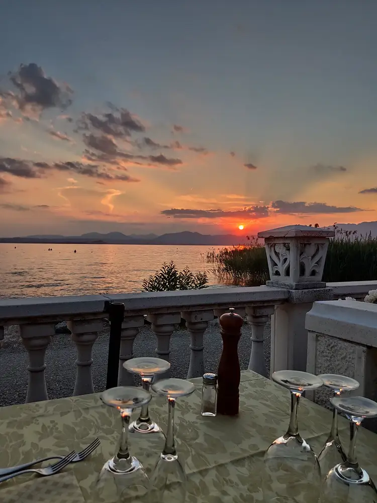 Sunset terrace between Bardolino and Cisano on Lake Garda