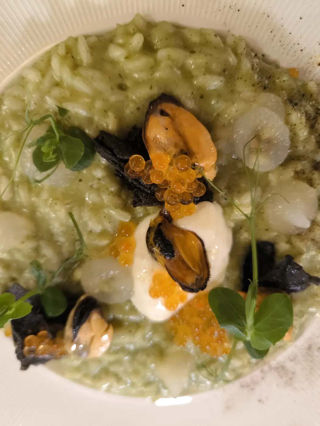 Refined seafood risotto dish at Ristorante Taverna Kus in San Zeno di Montagna