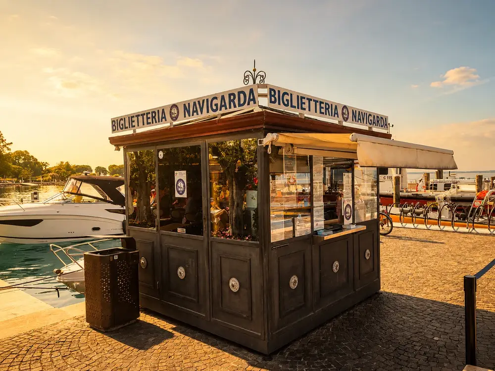 Ferry ticket office in Bardolino near the Lake Garda pier