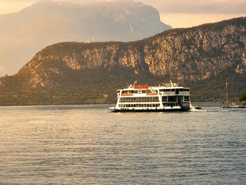 Ferry leaving Bardolino on Lake Garda