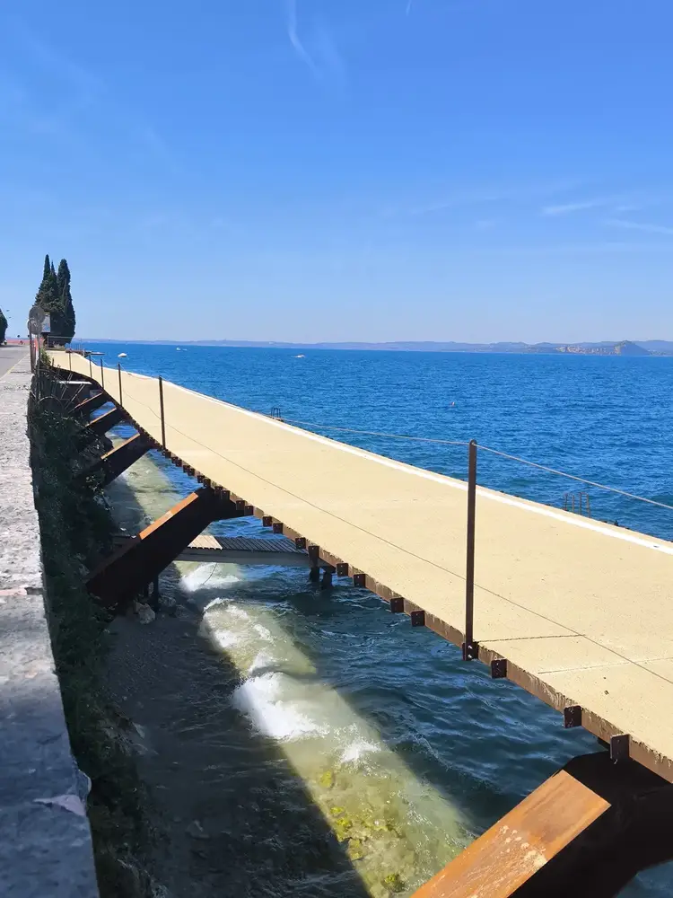 Bike path over the water on Lake Garda