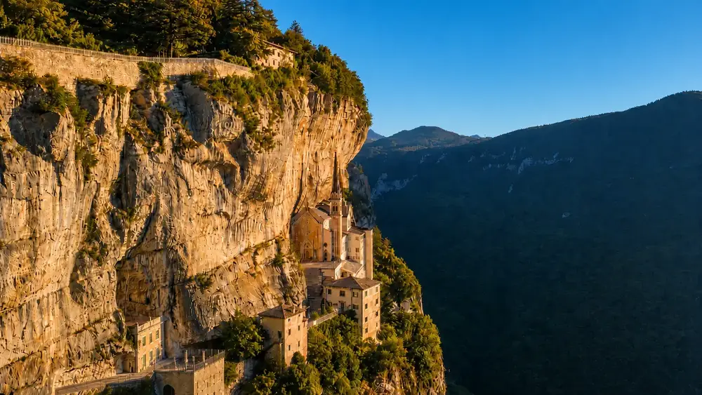 Sanctuary of Madonna della Corona built into the cliffs