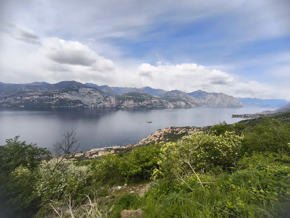 View over Lake Garda when descending toward Torri del Benaco by bike