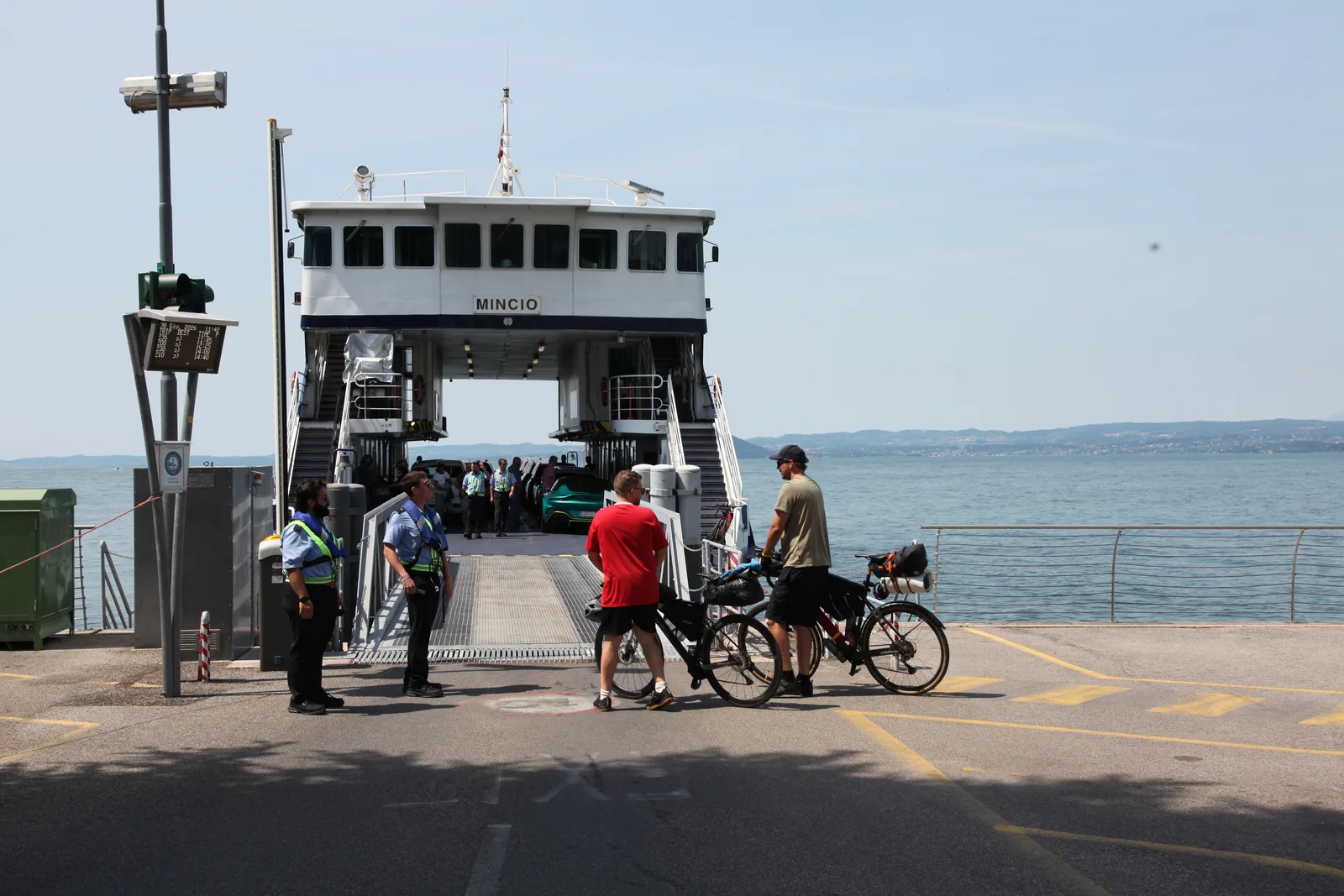 Cyclists boarding the ferry at Torri del Benaco