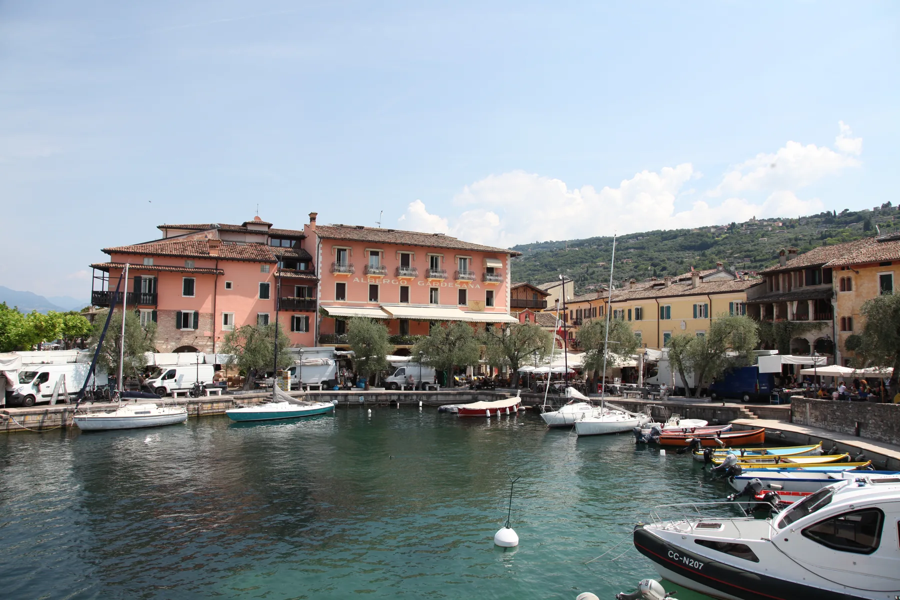 Marina and harbourfront in Torri del Benaco on Lake Garda