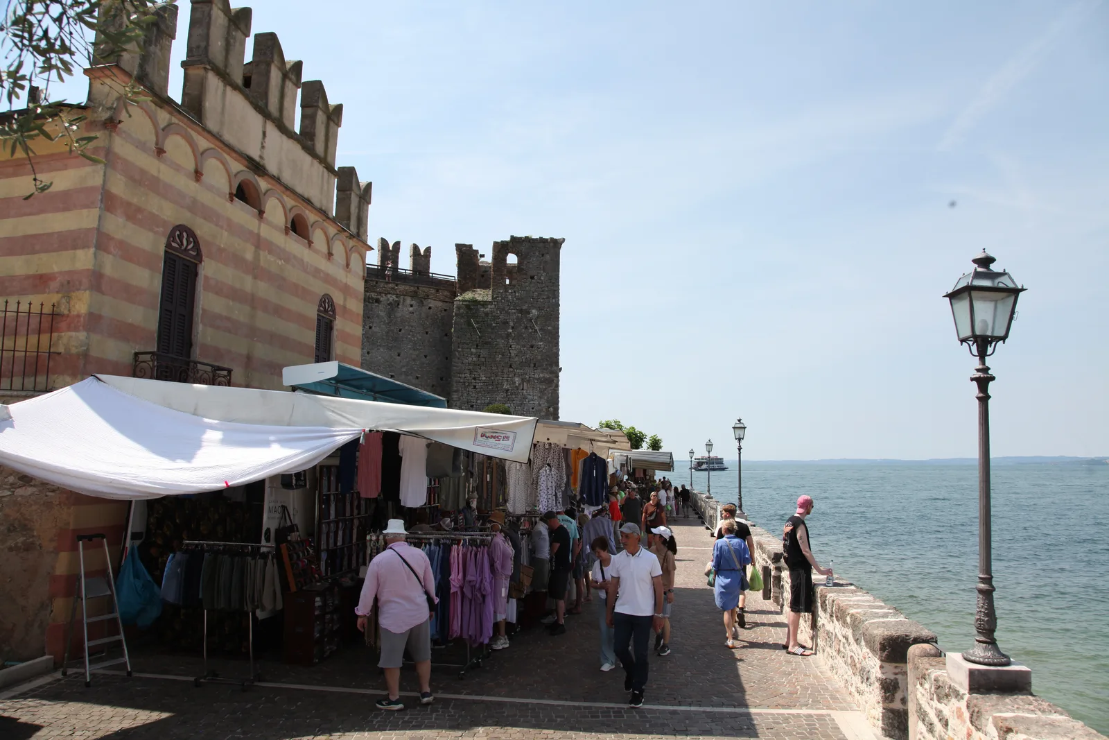Weekly market stalls beside the lakefront in Torri del Benaco